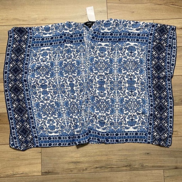 Karen Kane Tops - Karen Kane Womens Open Front Floral Kimono One Size Blue White Made In USA
